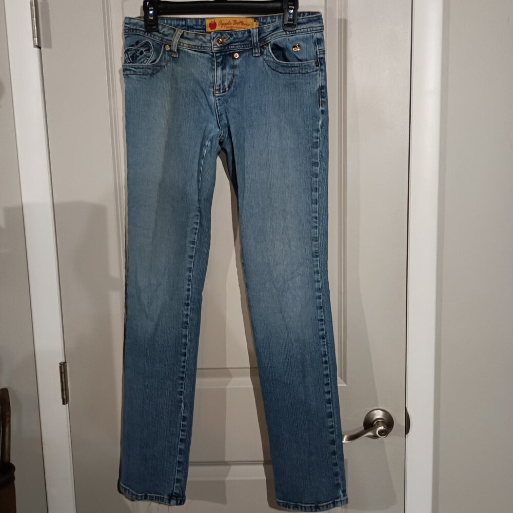 Apple Bottoms Women's Distressed Low Rise Jeans 7/8 No Back Pockets EUC